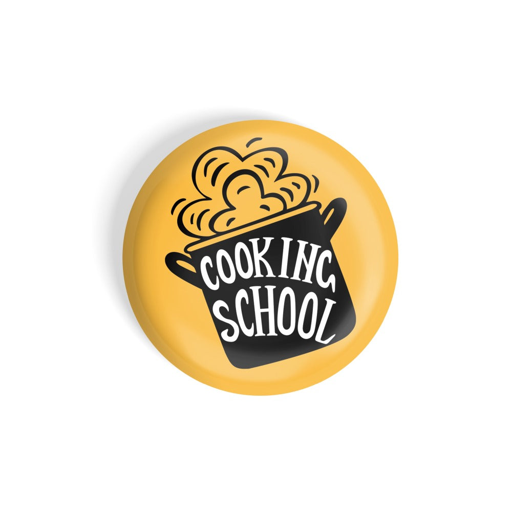 dhcrafts Round Fridge Magnet Yellow Food Lovers Cooking School Glossy Finish Design Pack of 1 (58 mm)